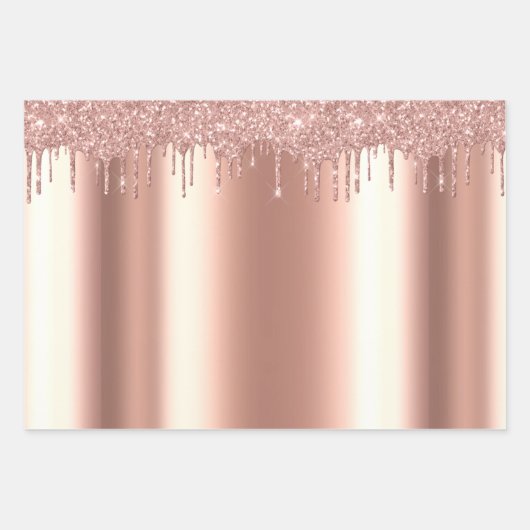 Metallische Rose Gold Silver Yellow Gold Glitzer T Geschenkpapier Set (Vorderseite)