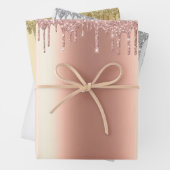 Metallische Rose Gold Silver Yellow Gold Glitzer T Geschenkpapier Set (Beispiel)