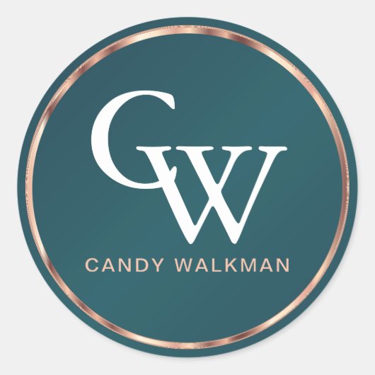 Metallische Rose Gold und Aquamarin Runder Aufkleber (Vorderseite)