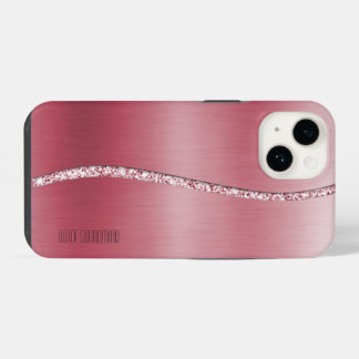 Metallische Rose Gold und Glitzer Wave iPhone 14 Hülle
