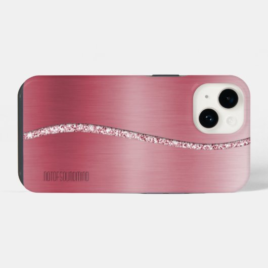 Metallische Rose Gold und Glitzer Wave iPhone Hülle (Rückseite (Horizontal))