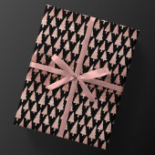 Metallische Rose Gold Weihnachtsbäume auf Black Gi Geschenkpapier