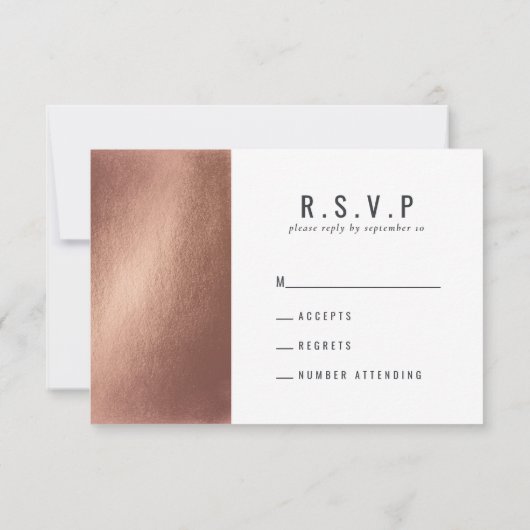 Metallische Rose Gold Weltkarte Hochzeit R.S.V.P RSVP Karte (Rückseite)
