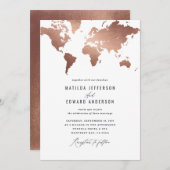 Metallische Rose Gold Weltkarte Hochzeitreise (Vorne/Hinten)