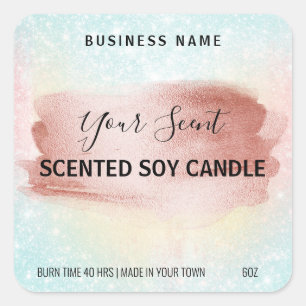 Metallische Rose Goldpastel-Scented Soy Candle Lab Quadratischer Aufkleber