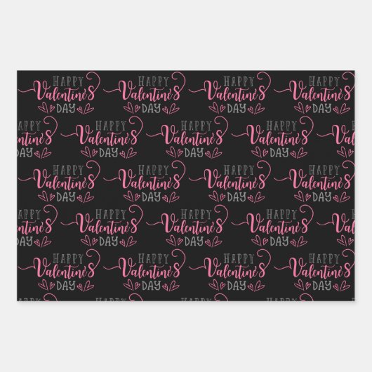 Metallische Rose Sparkle Glitzer Glücklicher Valen Geschenkpapier Set (Vorderseite)