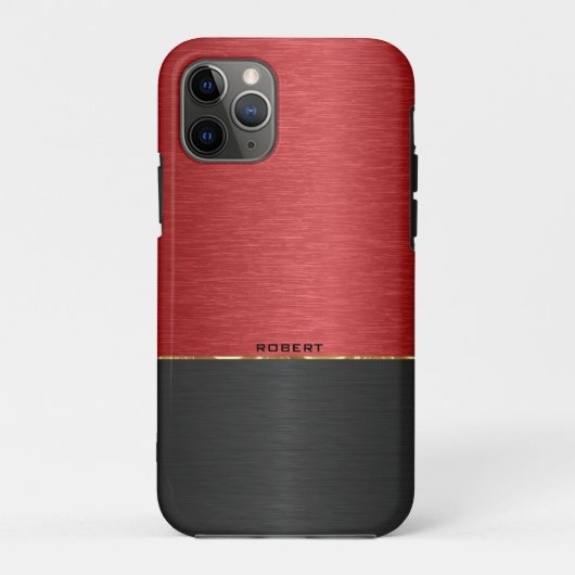 Metallische rot-schwarze Combo mit Goldakzent Case-Mate iPhone Hülle (Rückseite)