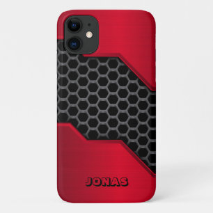 Metallische Rot- und Grauwabenkabel Case-Mate iPhone Hülle
