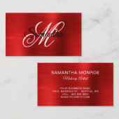Metallische rote Folie Fancy Monogramm Visitenkarte (Vorne/Hinten)