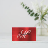 Metallische rote Folie Fancy Monogramm Visitenkarte (Stehend Vorderseite)