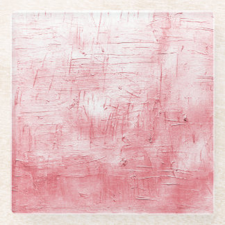 Metallische Rote Leinwand: Pinselstrich Elegance. Glasuntersetzer