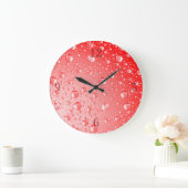 Metallische rote Regenfälle Große Wanduhr (Zuhause)