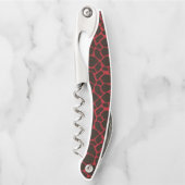 Metallische rote schwarze Leopard-Printfelle Kellnermesser (Vorderseite)
