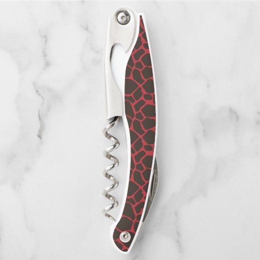 Metallische rote schwarze Leopard-Printfelle Kellnermesser (Vorderseite)