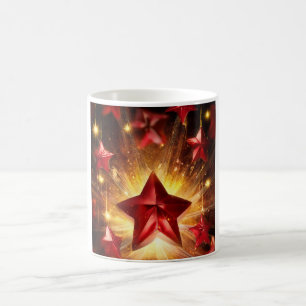 Metallische rote Sterne mit Büste der goldenen Ene Kaffeetasse