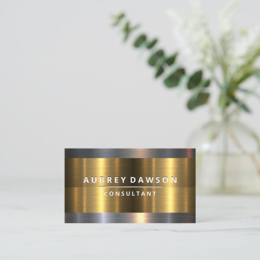 Metallische Schichten | Brushed Metal Visitenkarte (Stehend Vorderseite)