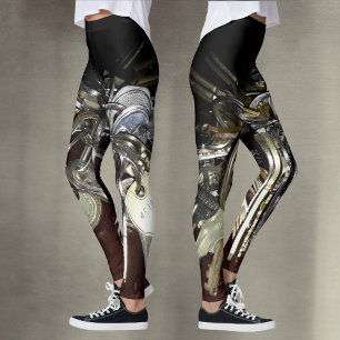 Metallische Schlüssel Steampunk Chic Leggings