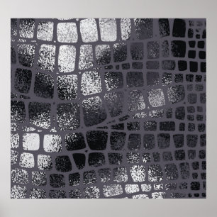 Metallische schwarze Schlangenhaut: Elegante Textu Poster