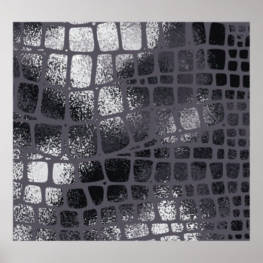 Metallische schwarze Schlangenhaut: Elegante Textu Poster (Vorne)