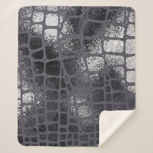 Metallische schwarze Schlangenhaut: Elegante Textu Sherpadecke