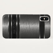 Metallische schwarze und graue Streifen Case-Mate iPhone Hülle (Rückseite (Horizontal))