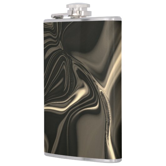 Metallische Sepia-Krümmungen über dunklem Hintergr Flachmann (Links)