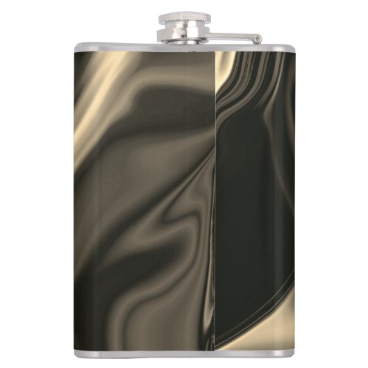 Metallische Sepia-Krümmungen über dunklem Hintergr Flachmann (Rückseite)