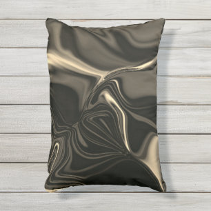 Metallische Sepia-Krümmungen über dunklem Hintergr Kissen Für Draußen