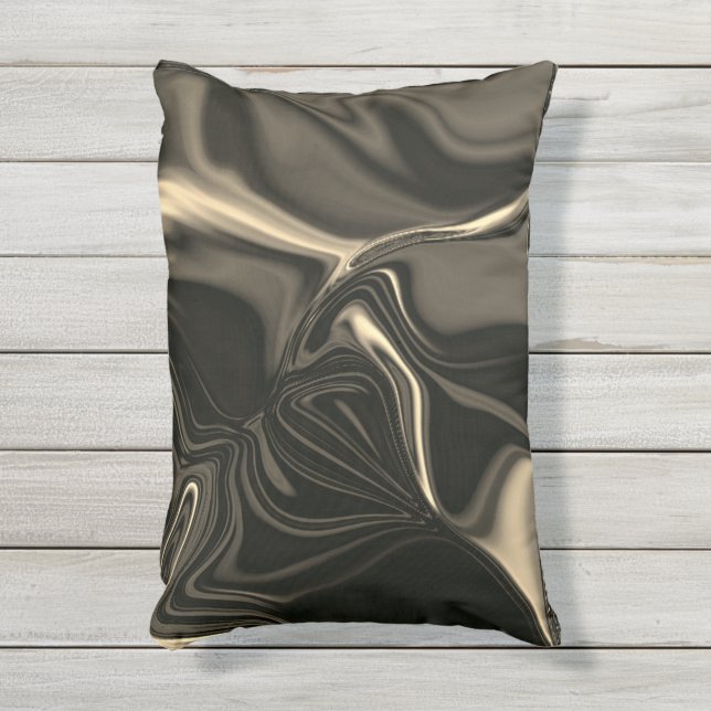 Metallische Sepia-Krümmungen über dunklem Hintergr Kissen Für Draußen (Vorderseite(Vertikal))