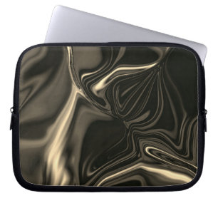 Metallische Sepia-Krümmungen über dunklem Hintergr Laptopschutzhülle