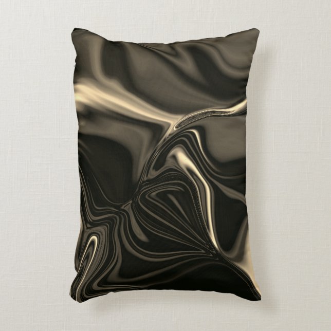 Metallische Sepiekurven über dunklem Hintergrund Dekokissen (Vorderseite(Vertikal))