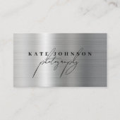 Metallische Signatur Script QR Code Social Media Visitenkarte (Vorderseite)