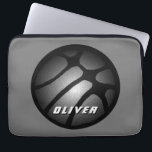 Metallische Silber Black Basketball Ball Sports Laptopschutzhülle<br><div class="desc">Metallic Silver Black Basketball Ball Sport Laptop Ärmel. Füge Deinen Namen hinzu.</div>