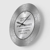 Metallische Silber Mandala 25. Jubiläum Vorlage Große Wanduhr (Winkel)