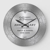 Metallische Silber Mandala 25. Jubiläum Vorlage Große Wanduhr (Vorderseite)