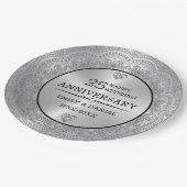 Metallische Silber Mandala 25. Jubiläum Vorlage Pappteller (Schrägansicht)