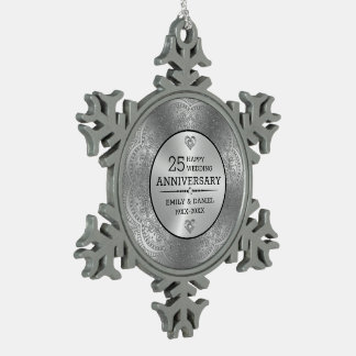 Metallische Silber Mandala 25. Jubiläum Vorlage Schneeflocken Zinn-Ornament