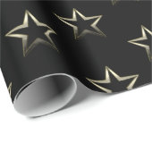 Metallische Silber-Sterne auf Schwarzem Geschenkpapier (Rolleneckpunkt)