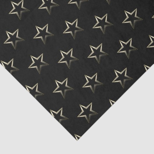 Metallische Silber-Sterne auf Schwarzem Seidenpapier (Ausschnitt)