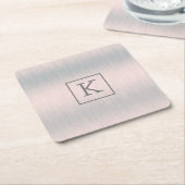 Metallische silbergraue, gebürstete Aluminiumstruk Rechteckiger Pappuntersetzer (angewinkelt)