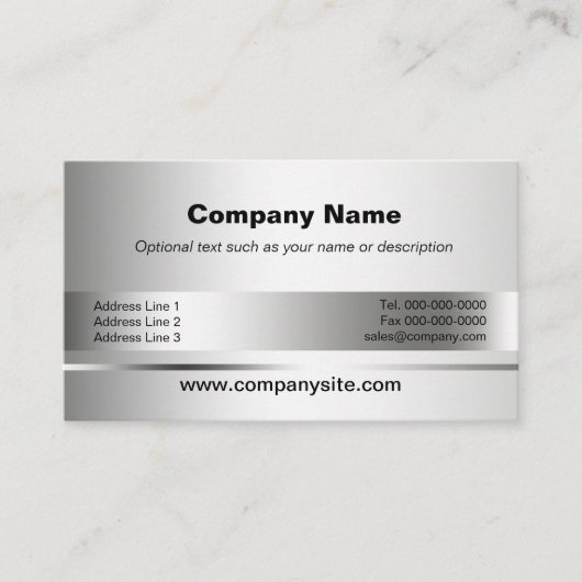 Metallische silberne Geschäfts-Karten-Vorlagen Visitenkarte (Vorderseite)