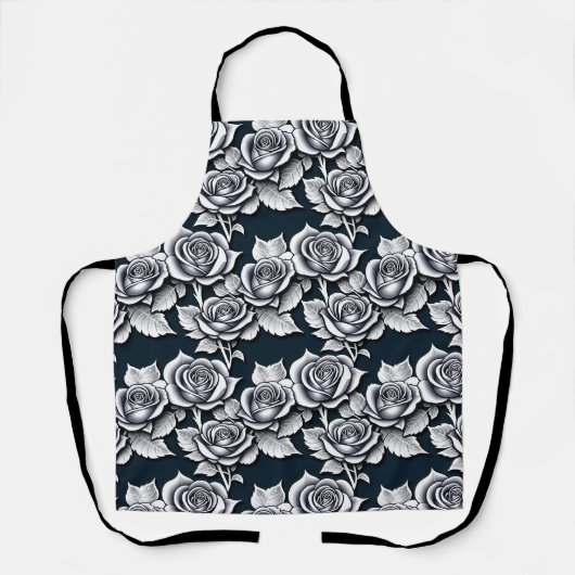 Metallische silberne Rosen mit teal-blättern Schürze (Vorderseite)