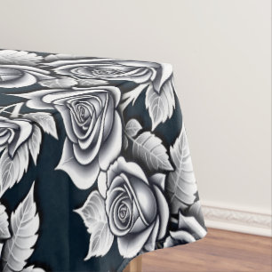 Metallische silberne Rosen mit teal-blättern Tischdecke