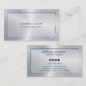 Metallische silberne Textur blaue Grenze Visitenkarte (Vorne/Hinten)