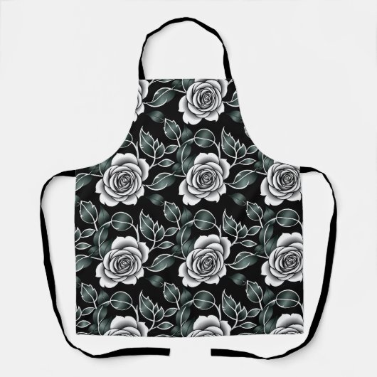 Metallische Silberrosen mit dunkelgrünen Blättern Schürze (Vorderseite)