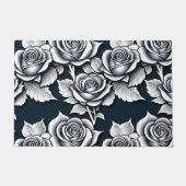 Metallische Silberrosen mit Teal-Blättern Fußmatte (Vorderseite)