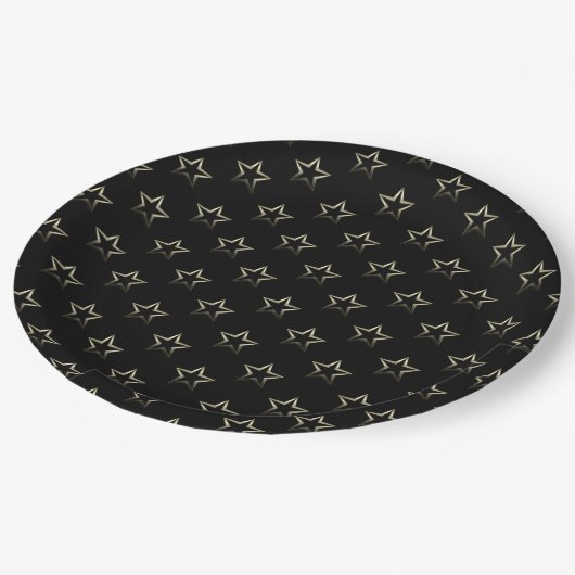 Metallische Silbersteine auf schwarz Pappteller (Schrägansicht)