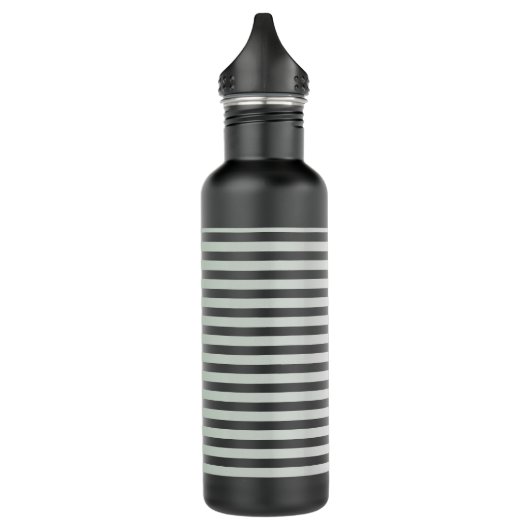 Metallische Silberstreifen schwarz Edelstahlflasche (Links)