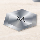 Metallische Silbertextur personalisiertes Monogram Untersetzer (angewinkelt)