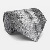 Metallische Silver Sequins Look Disco Glitzer & Sp Krawatte (Gerollt)